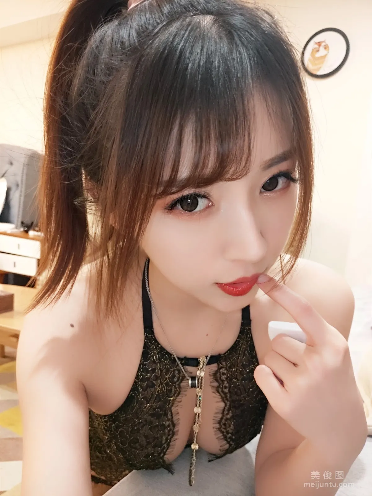 鬥魚主播小女巫露娜 - 蕾絲亮鑽黑色長筒 5