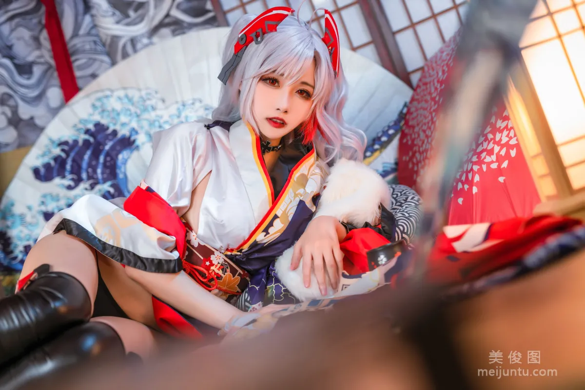 [COS福利] 微博妹子Momoko葵葵 - 欧根之和服 写真套图1