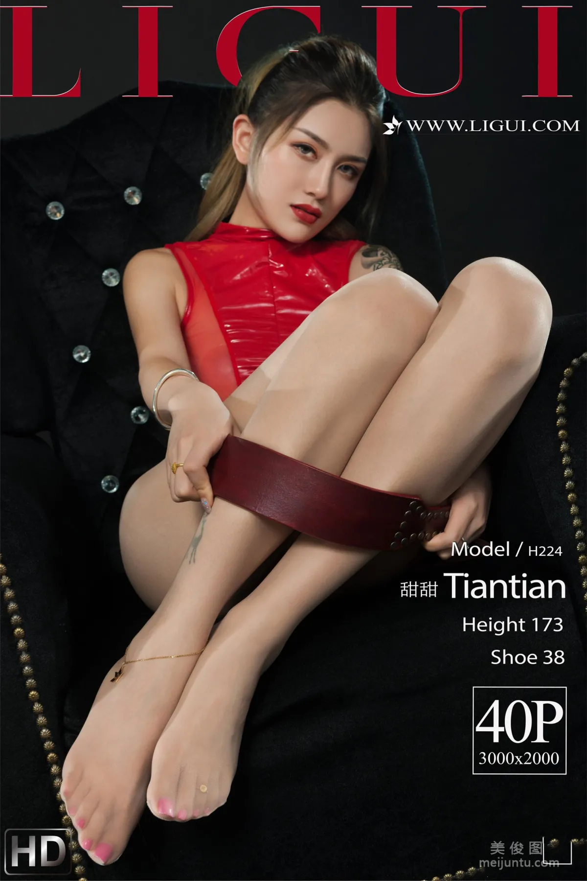 [丽柜Ligui] Model 甜甜 《欲孽红莲》 美腿丝袜写真1