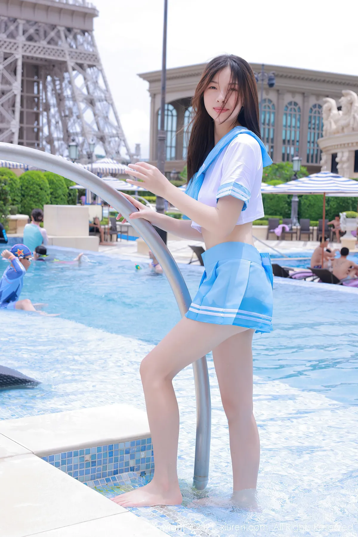 [秀人XiuRen] No.3770 明日花桃桃 - 水手服室外泳池系列 15