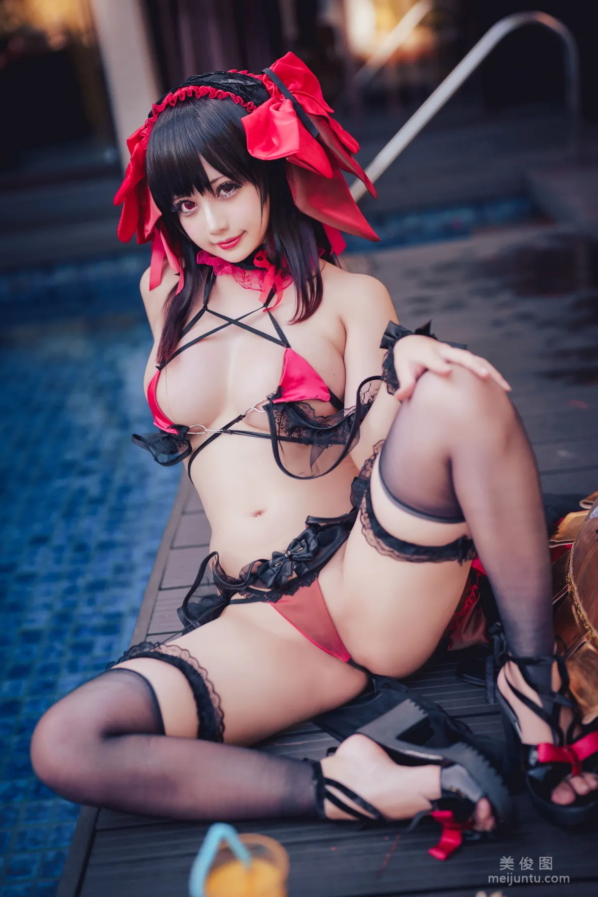 [網紅COSER] 沖田凜花Rinka - Kurumi Tokisaki Swimsuit 15