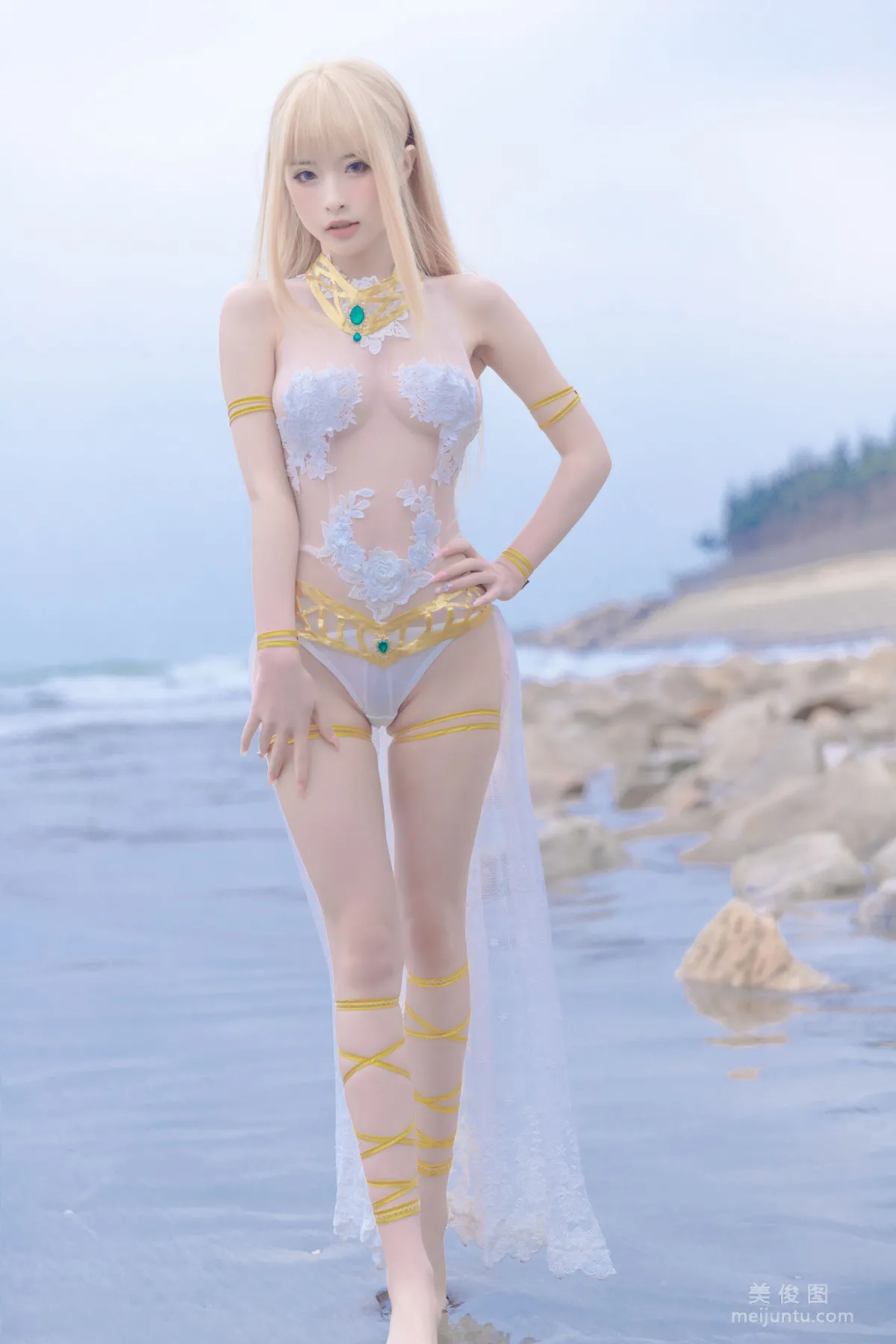 [網紅COSER] 尤物清水由乃 - 瑪麗蘿絲白色泳衣 5