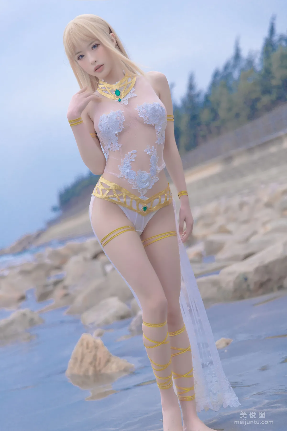 [網紅COSER] 尤物清水由乃 - 瑪麗蘿絲白色泳衣 3