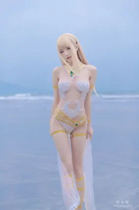 [網紅COSER] 尤物清水由乃 - 瑪麗蘿絲白色泳衣
