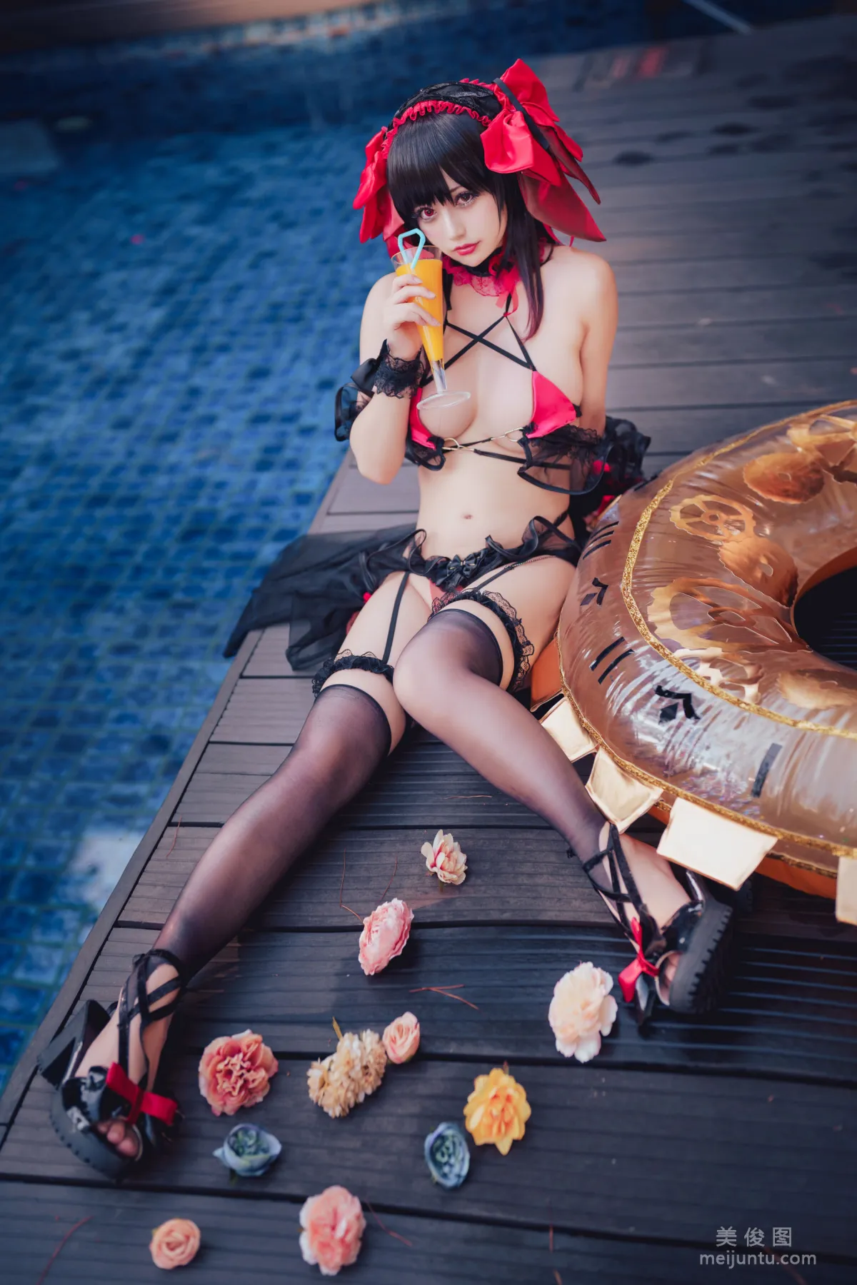 [網紅COSER] 沖田凜花Rinka - Kurumi Tokisaki Swimsuit 12