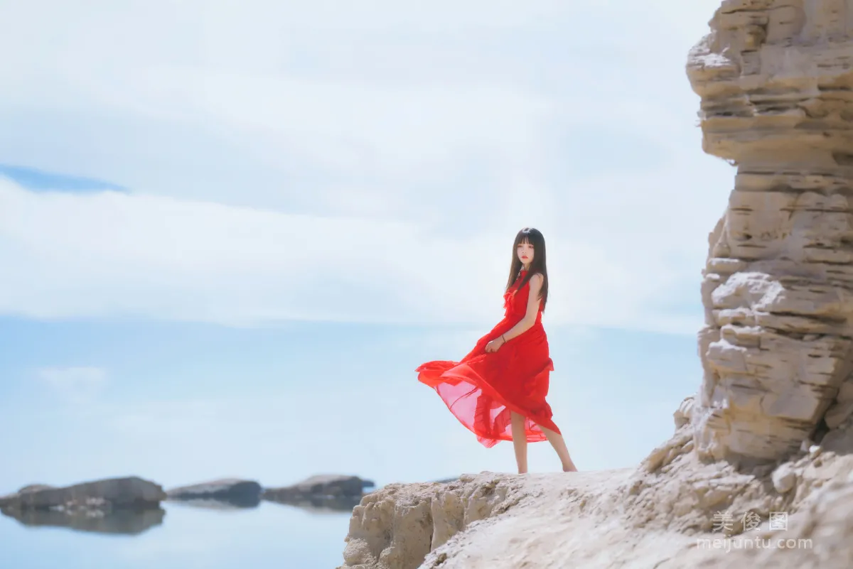 [喵糖映畫] VOL.372 海邊紅裙 寫真套圖 15