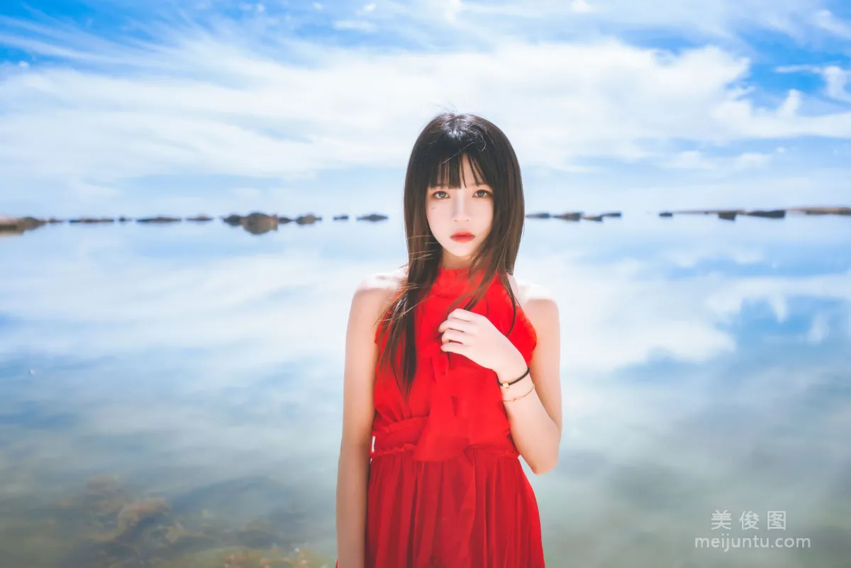 [喵糖映畫] VOL.372 海邊紅裙 寫真套圖 21