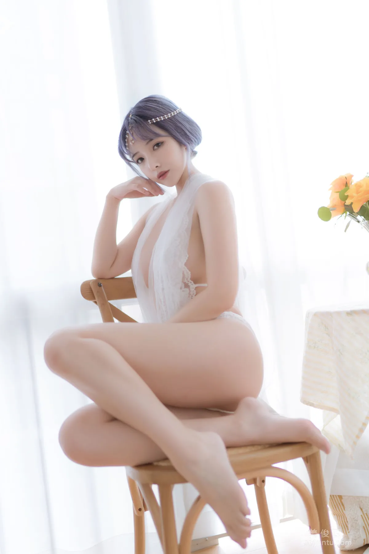 [COS寫真] 動漫博主雯妹 - 白色希臘 1
