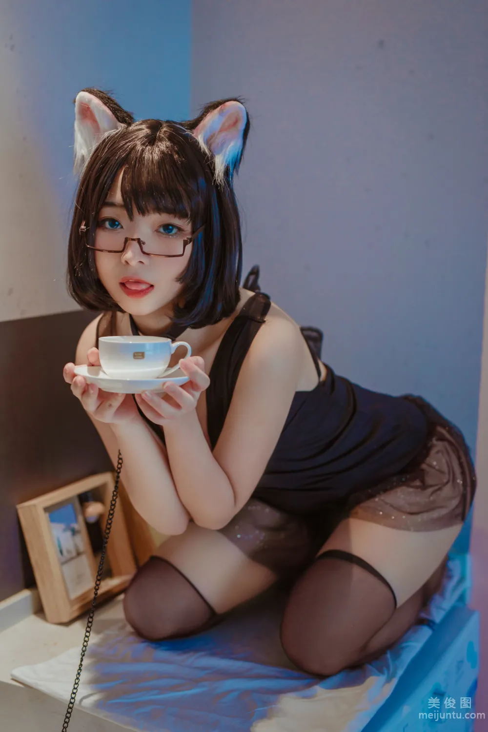 [網紅COSER寫真] yuuhui玉彙 - 貓貓頭黑裙子 套圖 4