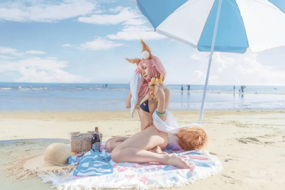 [網紅COSER寫真] uki雨季 - 玉藻前海邊泳裝 3