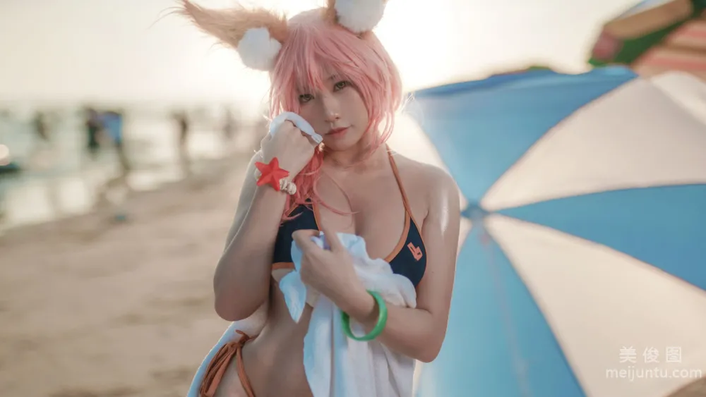[網紅COSER寫真] uki雨季 - 玉藻前海邊泳裝 17
