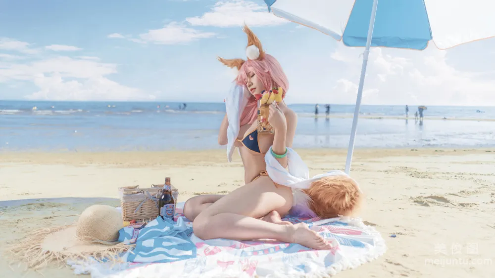 [網紅COSER寫真] uki雨季 - 玉藻前海邊泳裝 4