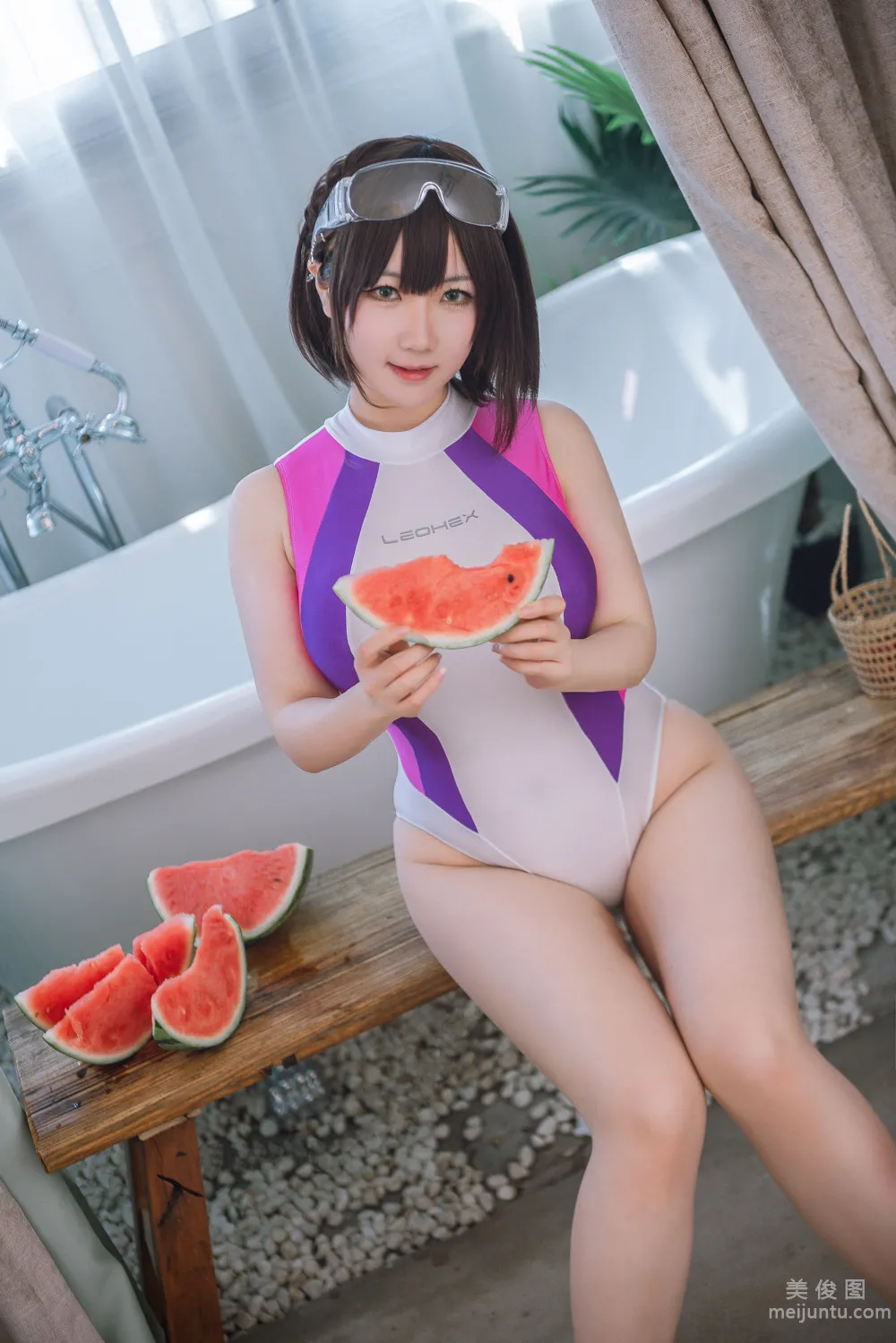 [網紅COSER寫真] 微肉感萌妹是本末末 - 競泳水着 套圖 9