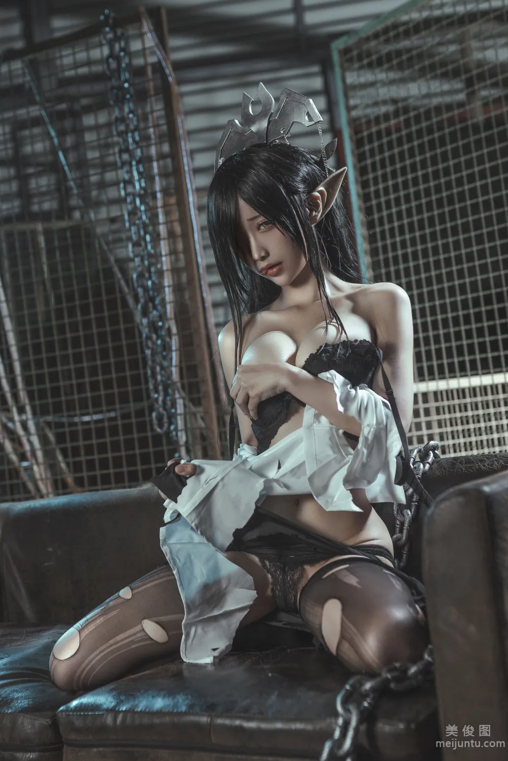 [網紅COSER寫真] 蠢沫沫 - 黑獸女王 OL制服 套圖 53