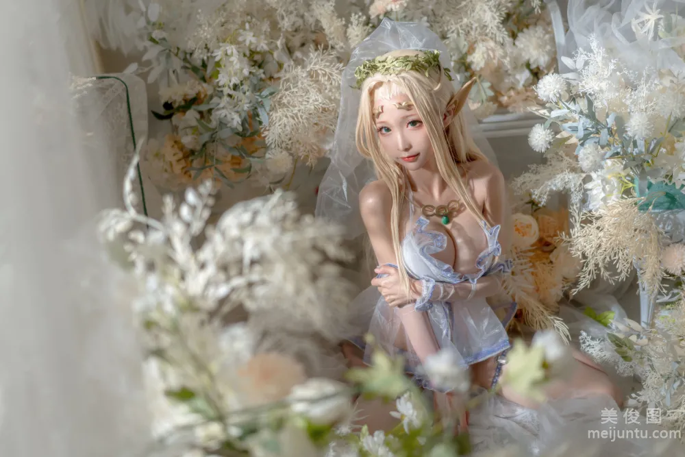 [網紅COSER寫真] 動漫博主蠢沫沫 - 白精靈 婚紗 27