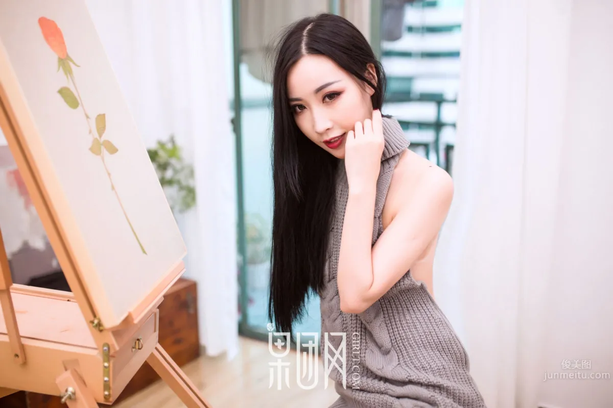 果團女郎雨兒 黑色蕾絲内衣 36