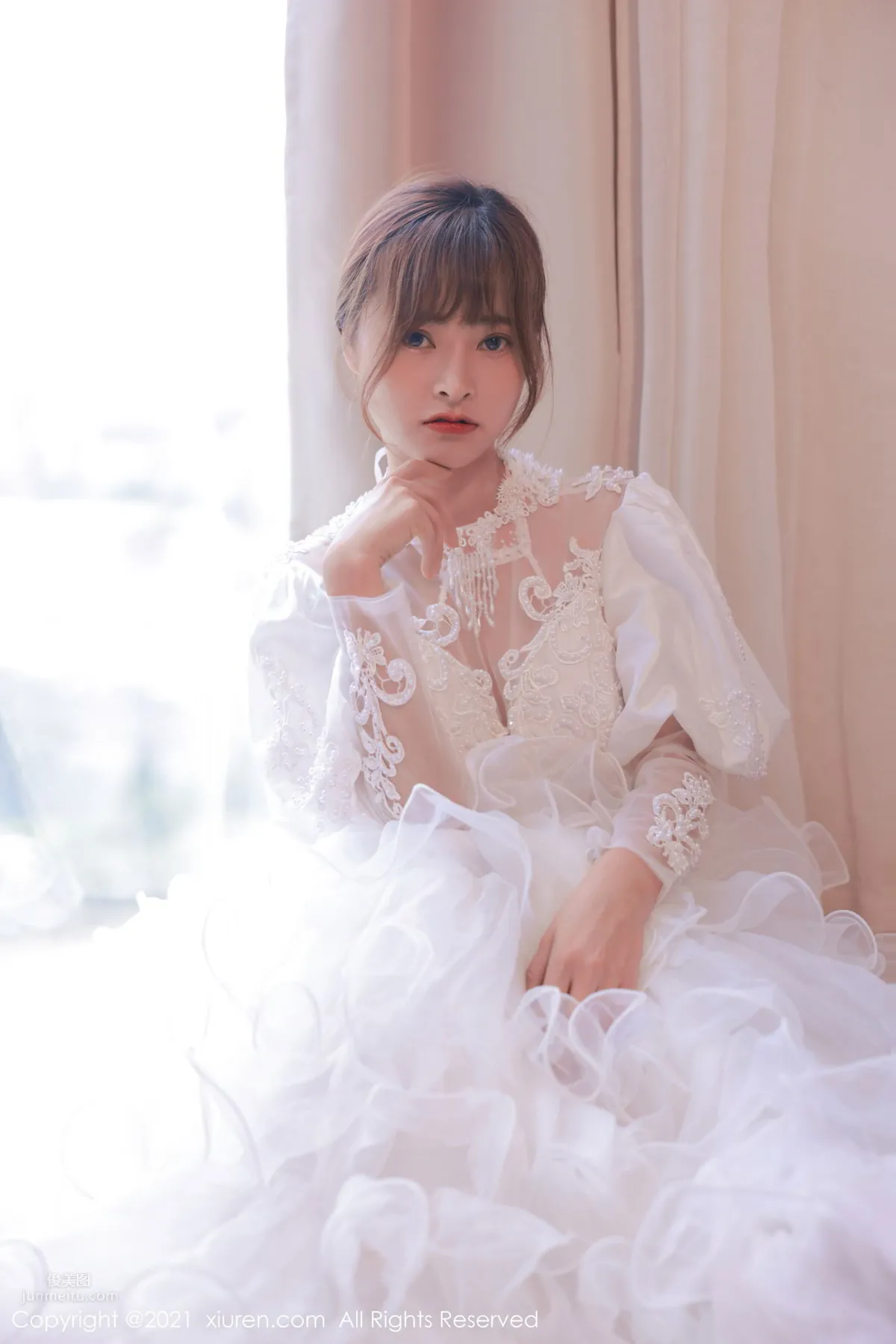 歐派模特奈沐子 唯美動人白色婚紗 5