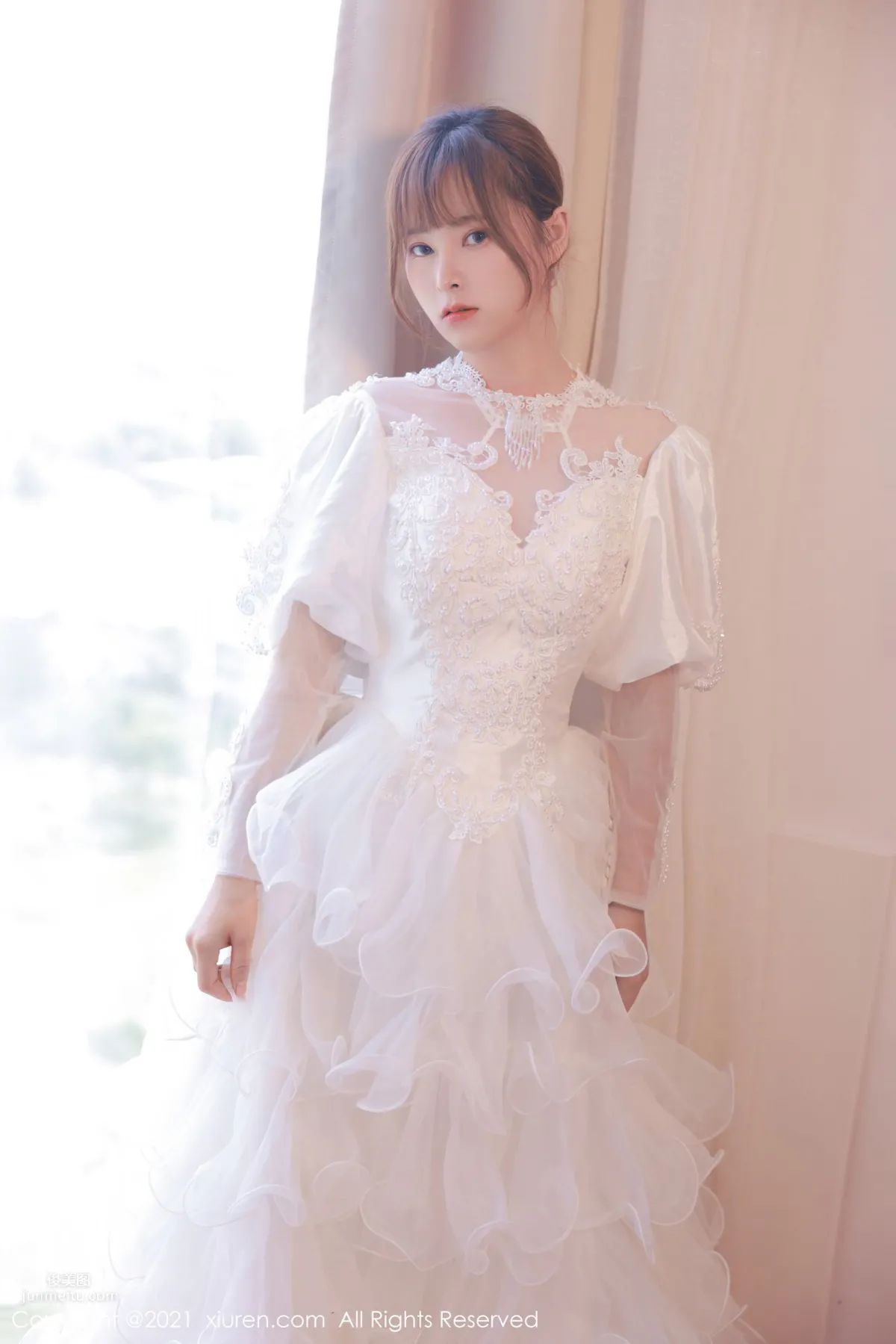 歐派模特奈沐子 唯美動人白色婚紗