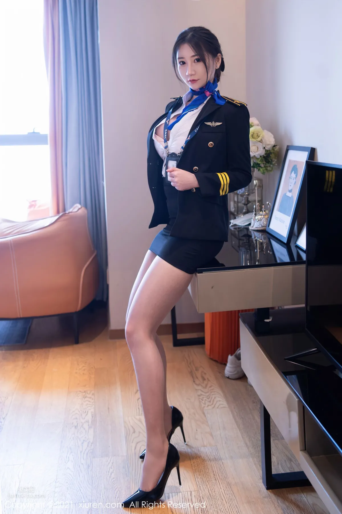 空乘小姐姐顧喬楠 制服機長長發飄逸 18