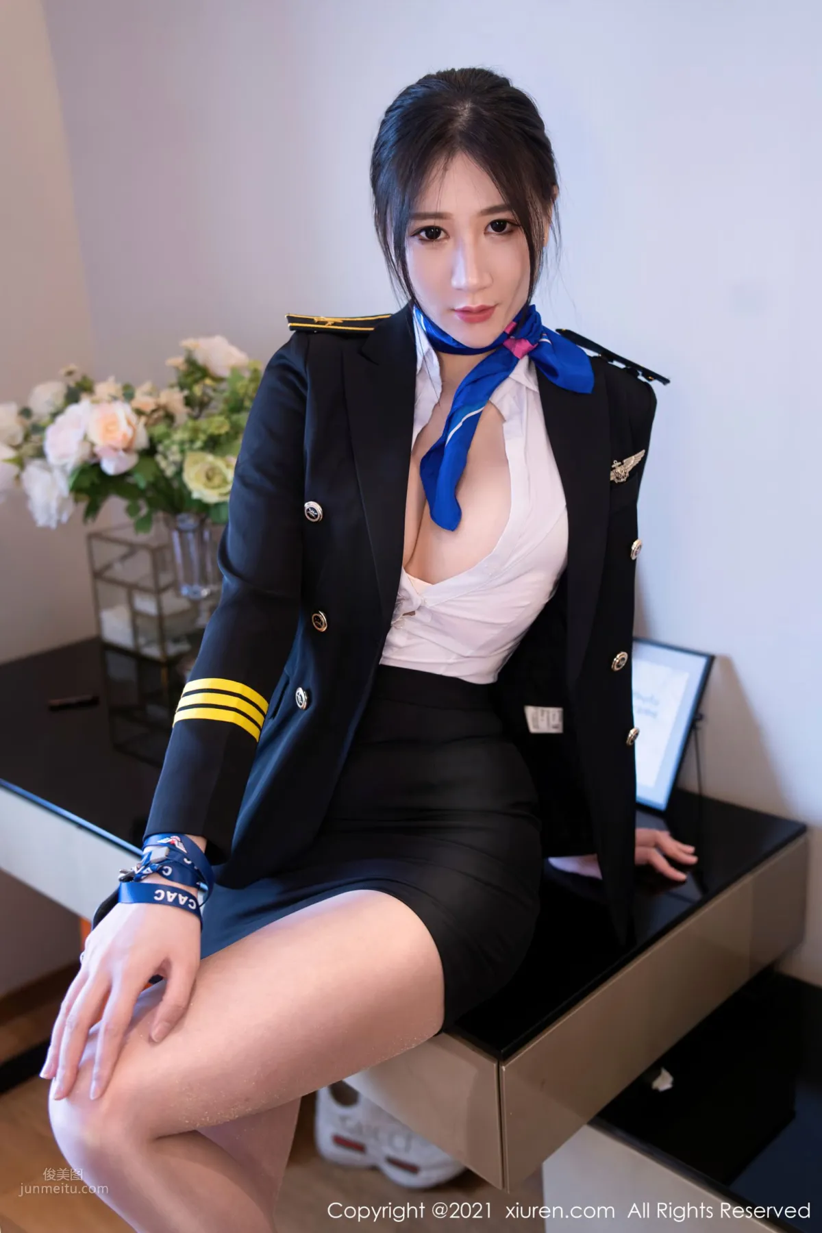空乘小姐姐顧喬楠 制服機長長發飄逸 19