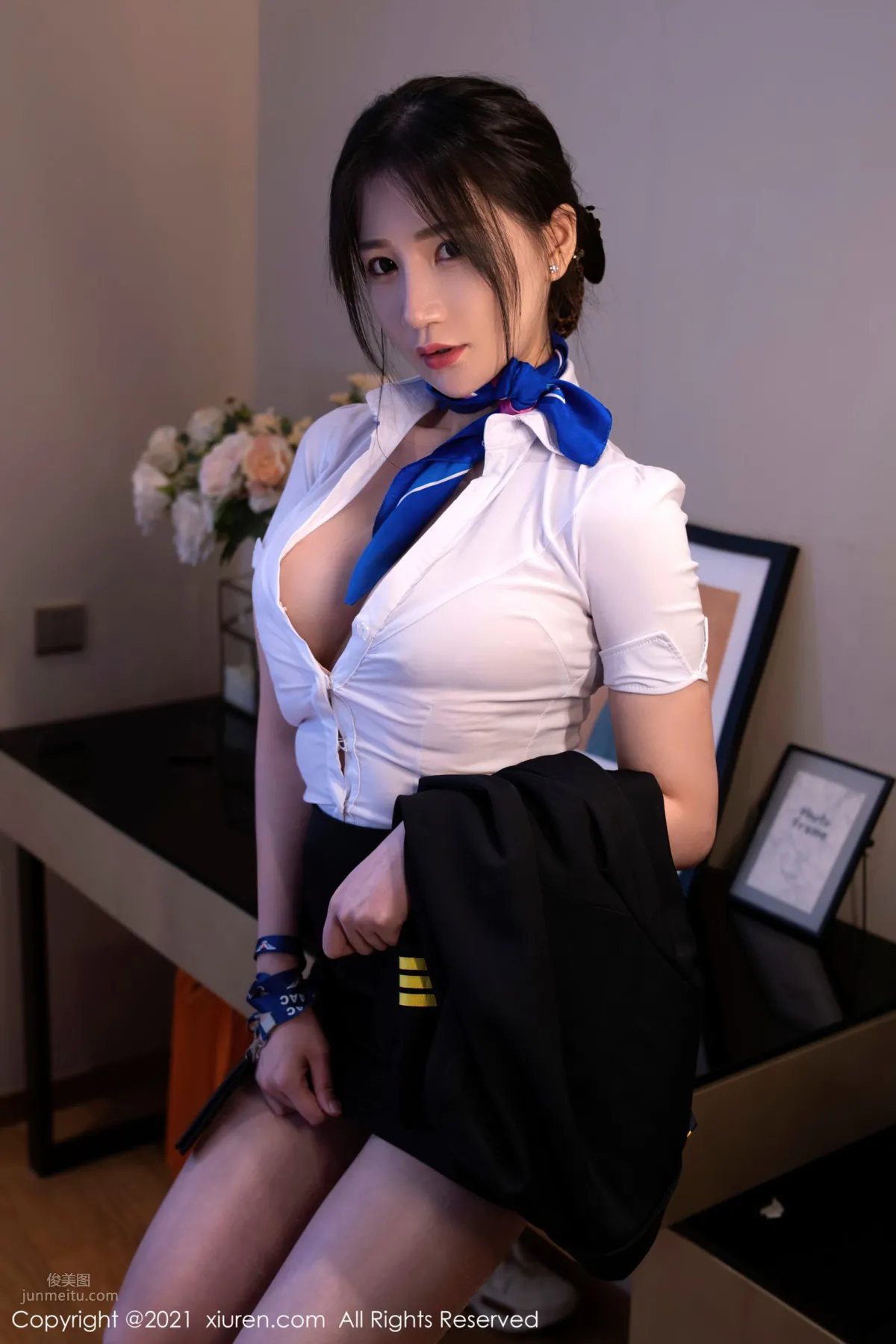 空乘小姐姐顧喬楠 制服機長長發飄逸 20