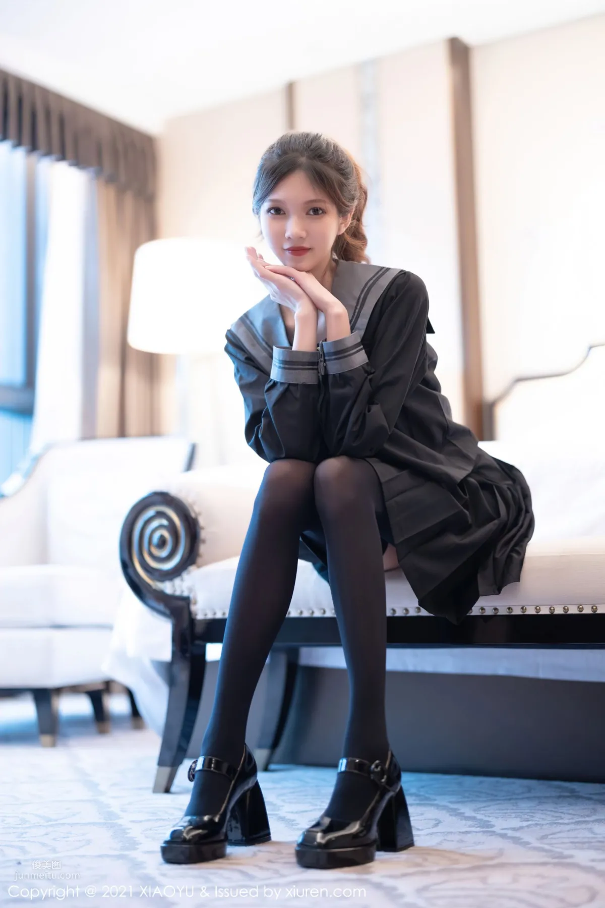 高挑模特程程程 典雅學院風制服 6