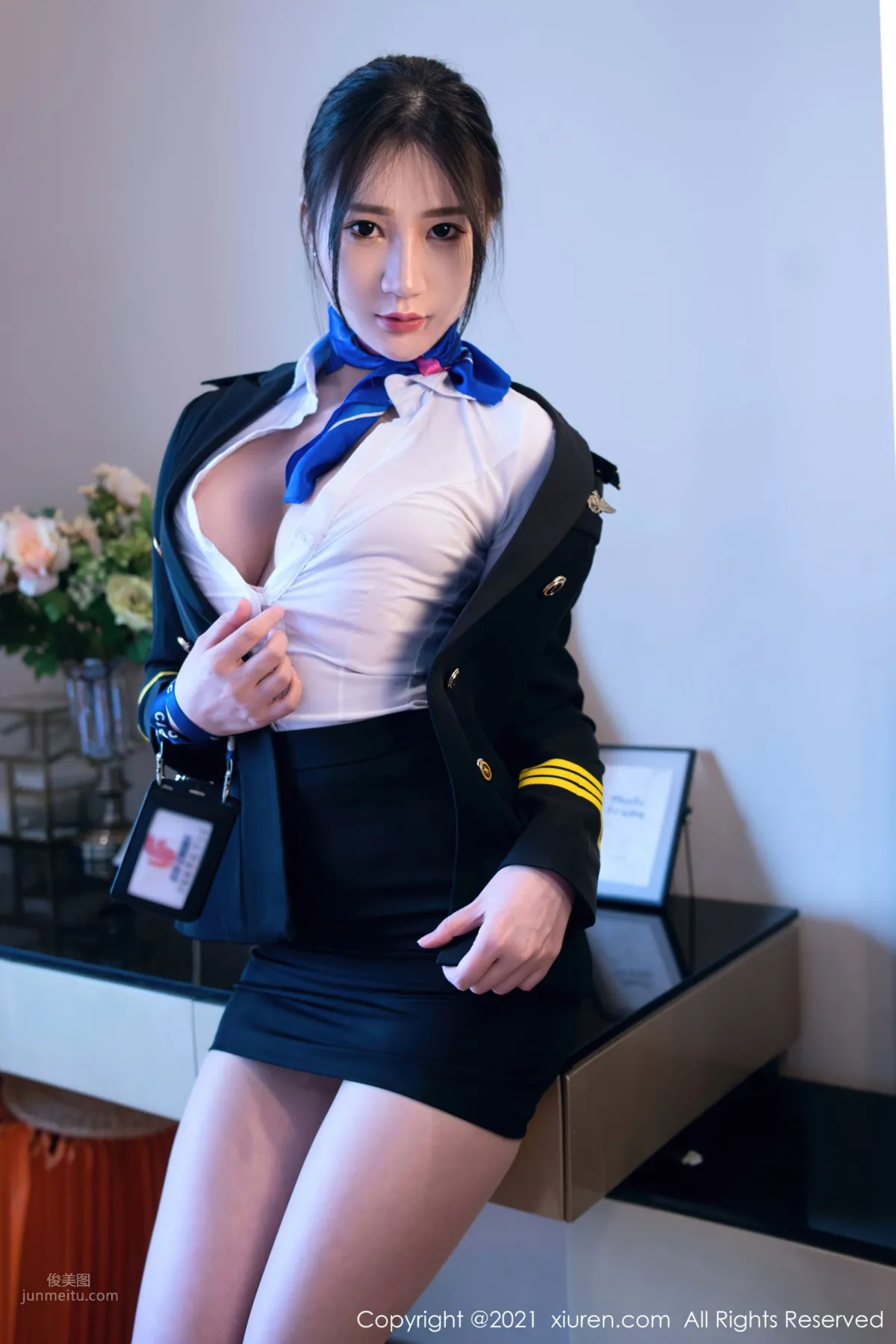 空乘小姐姐顧喬楠 制服機長長發飄逸 21