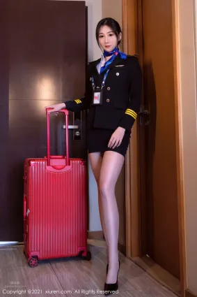 空乘小姐姐顧喬楠 制服機長長發飄逸