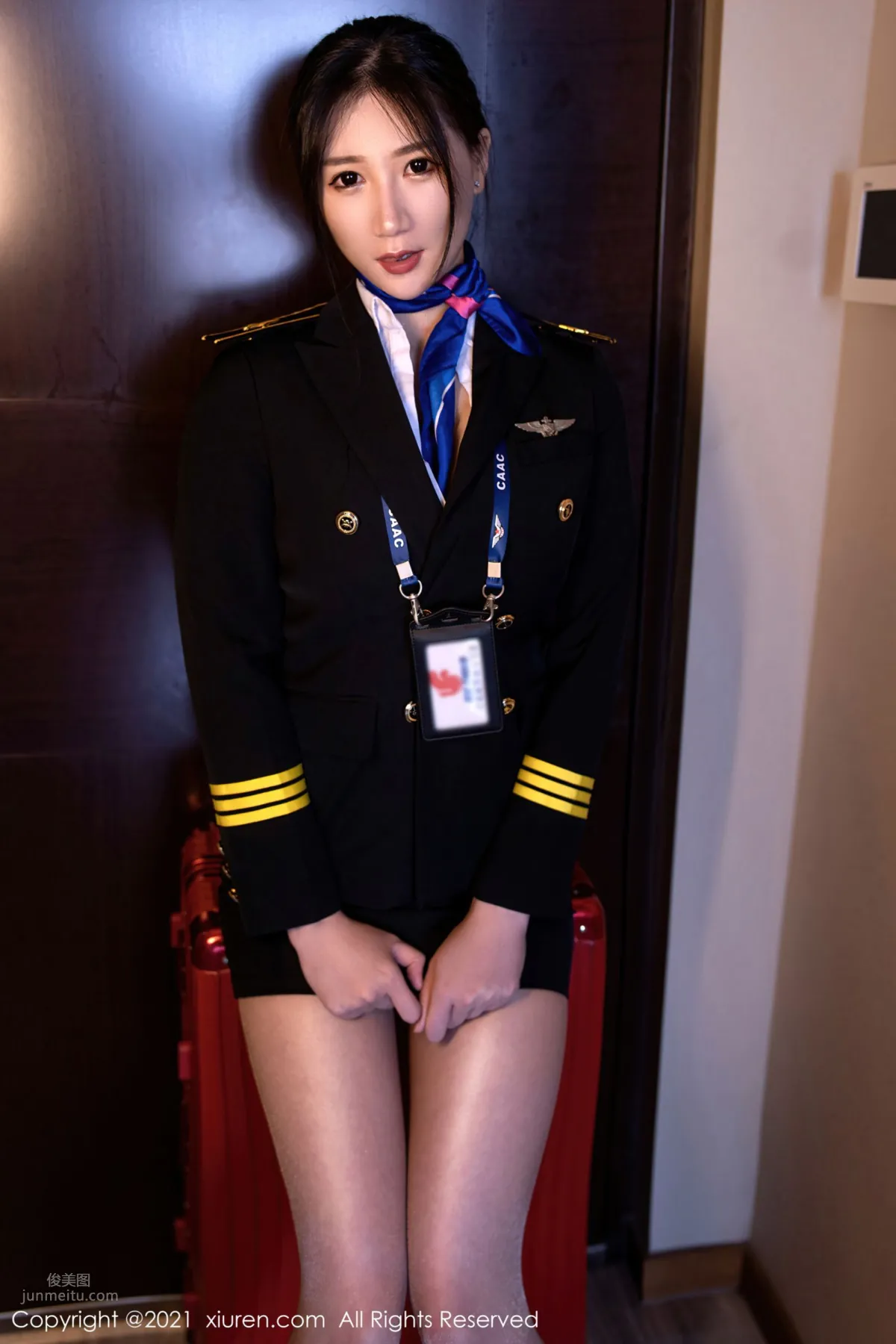 空乘小姐姐顧喬楠 制服機長長發飄逸 12