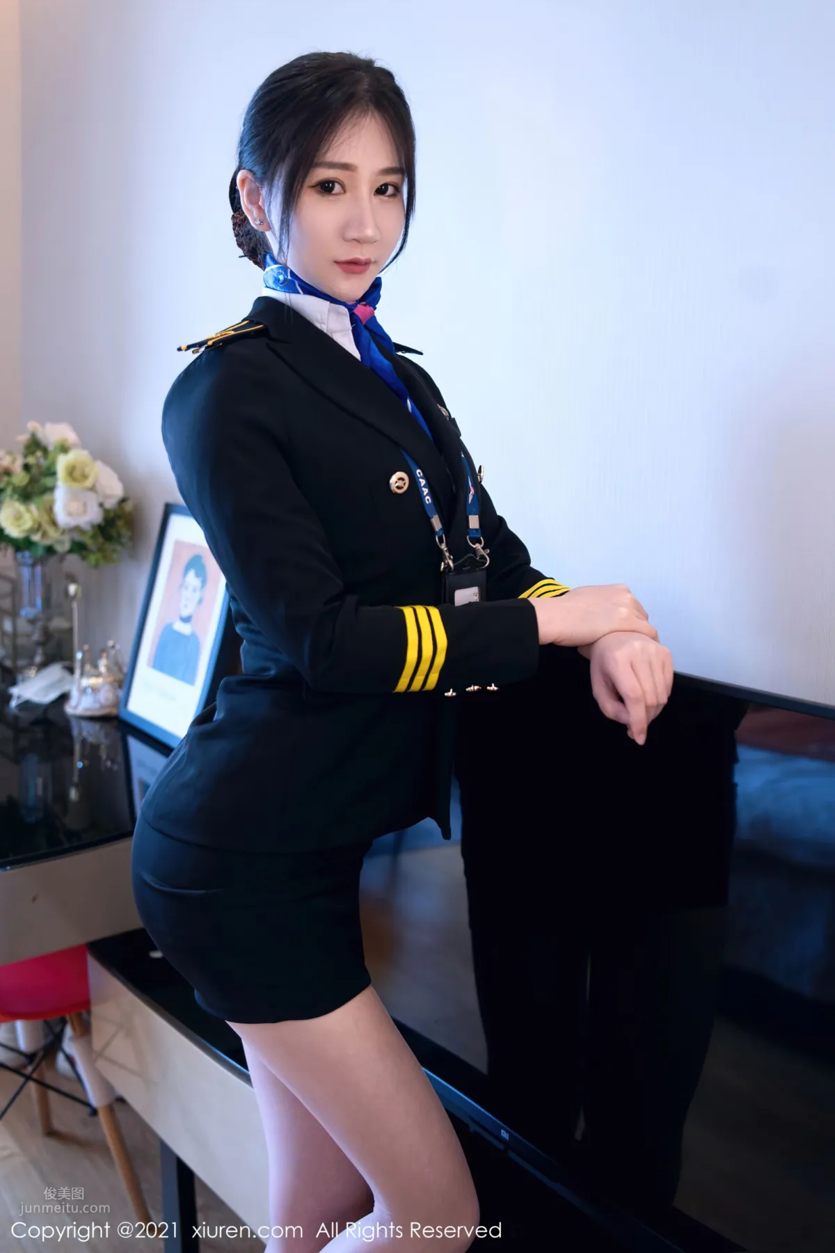 空乘小姐姐顧喬楠 制服機長長發飄逸 13