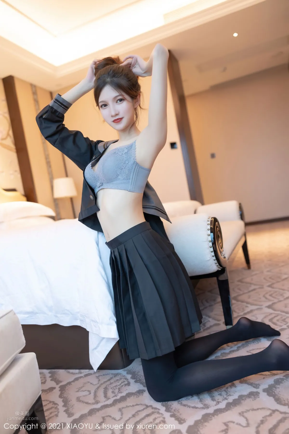 高挑模特程程程 典雅學院風制服 41