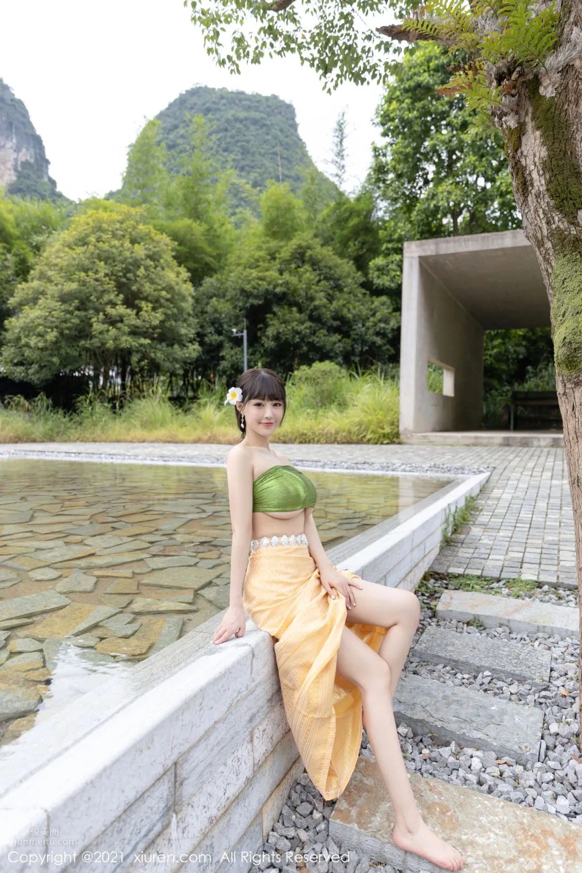 朱可兒桂林旅拍 傣族風格異域風情 8