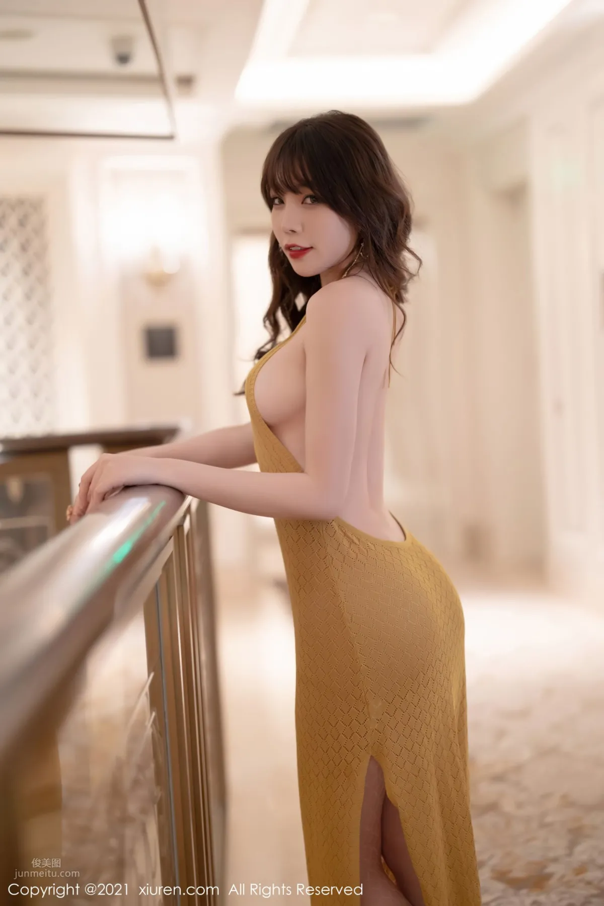 宅男女神芝芝Booty 橙色耀眼奪目長裙 13