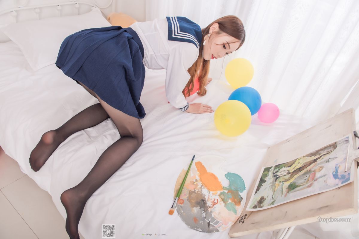 [SSA絲社] NO.023 琪琪 笑容治愈女神琪琪的黑色開檔絲襪 53