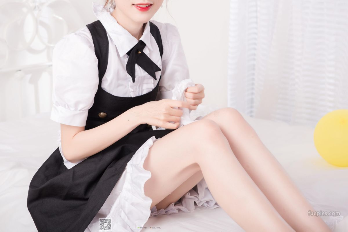 [SSA絲社] NO.025 琪琪 甜美風女仆白色長筒絲襪 5