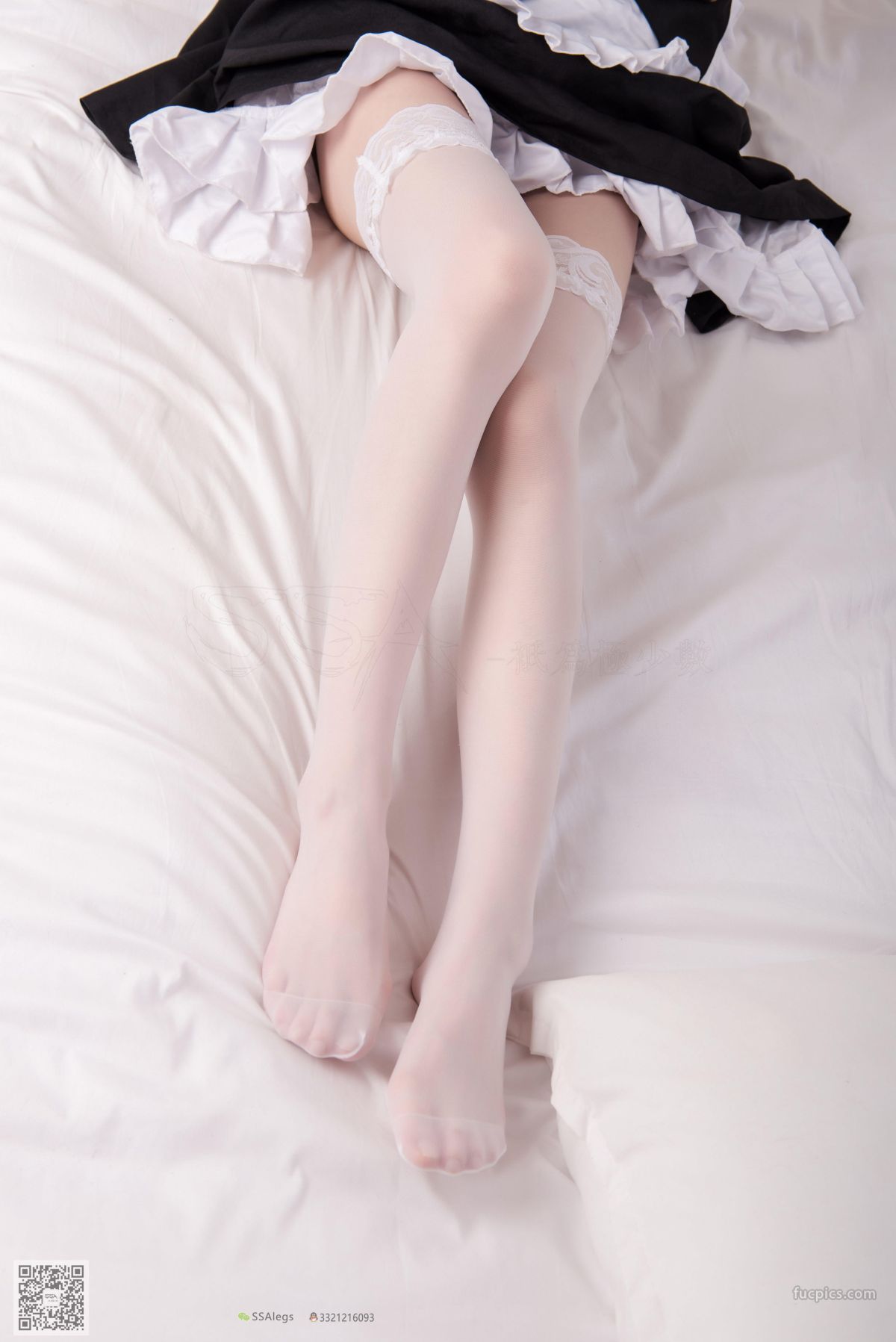 [SSA絲社] NO.025 琪琪 甜美風女仆白色長筒絲襪 36