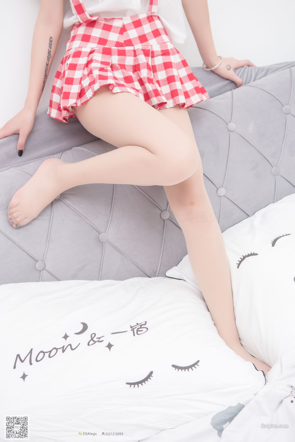 [SSA絲社] NO.033 大大 紅白格子齊臀超短裙肉絲 81
